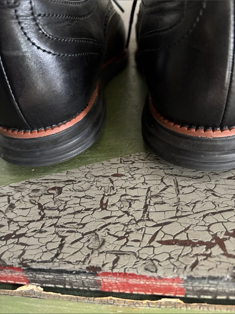 Cole Haan ØriginalGrand Wingtip Oxford Shoes Black Leather Camo Canvas Size 10